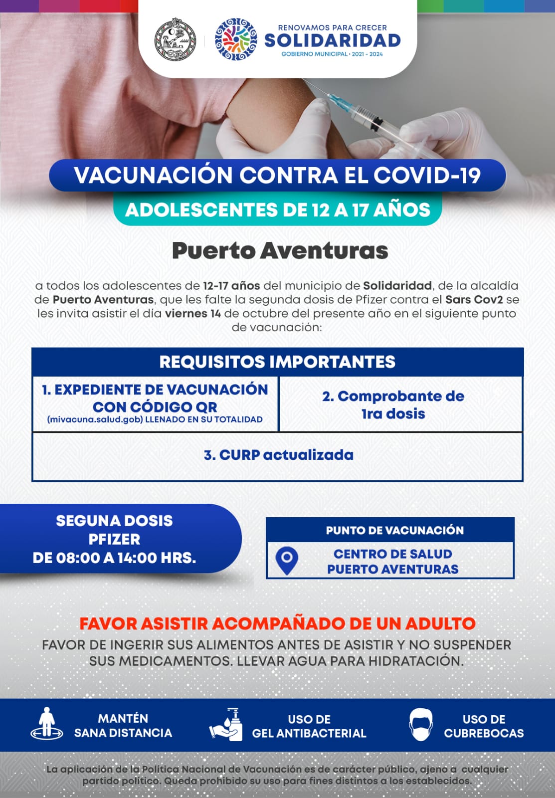 Dan seguimiento a vacunación de menores, contra el Covid-19