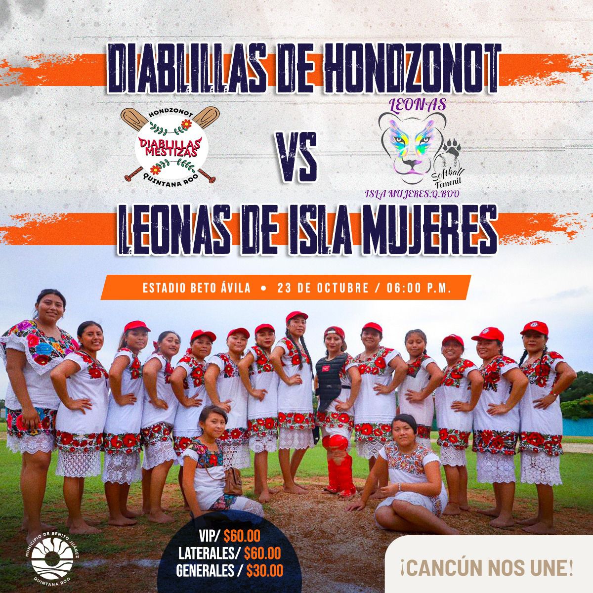Diablillas de Hondzonot vs Leonas de Isla Mujeres en el Beto Ávila