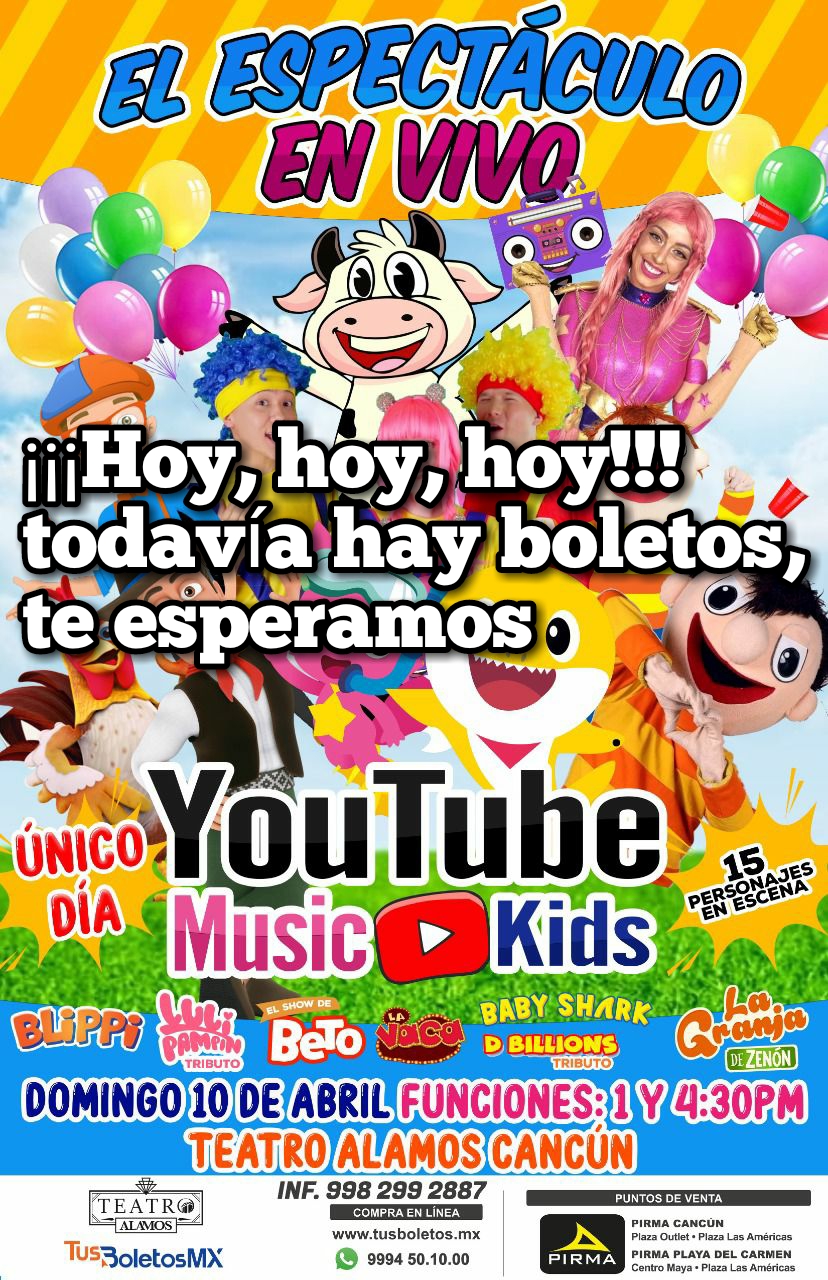 ¡¡ Disfruta de YouTube Music Kids, gran espectáculo en vivo !!