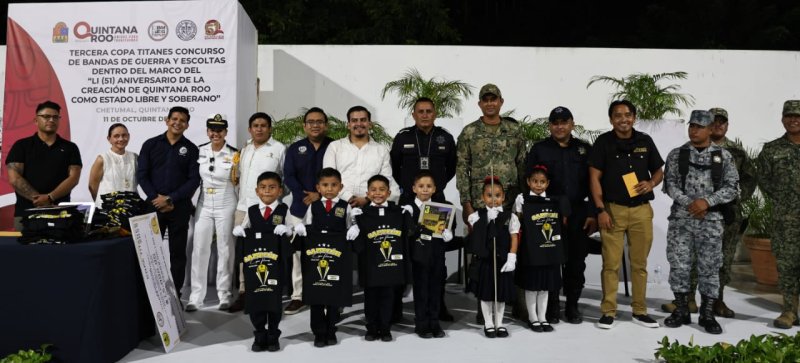 Se realizó en Chetumal el Concurso de Bandas de Guerra y Escoltas “Tercera Copa Titanes”