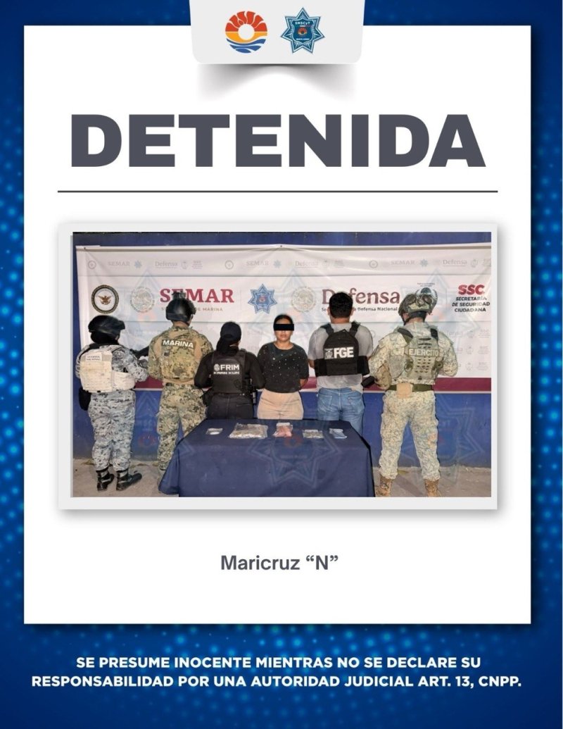 Detenida en Cancún por delitos contra la salud