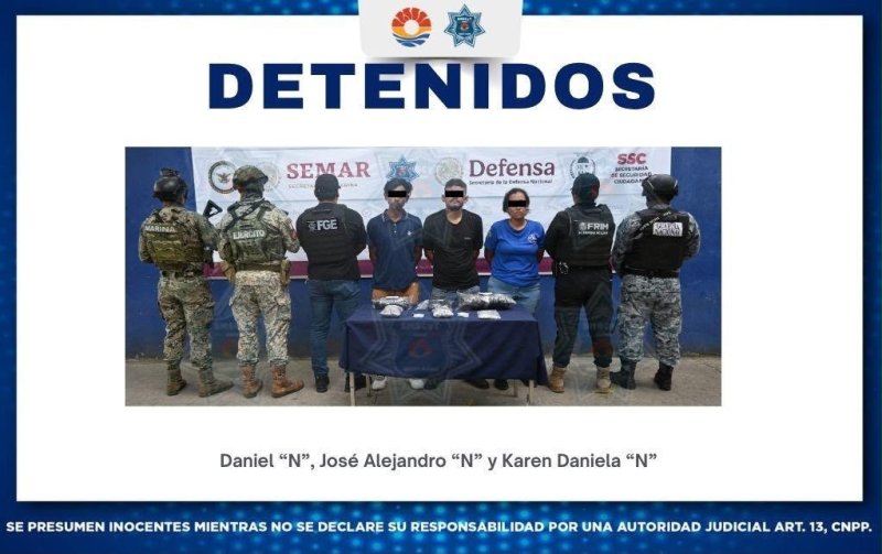 Detienen a tres personas por delitos contra la salud durante operativo Blindaje Cancún