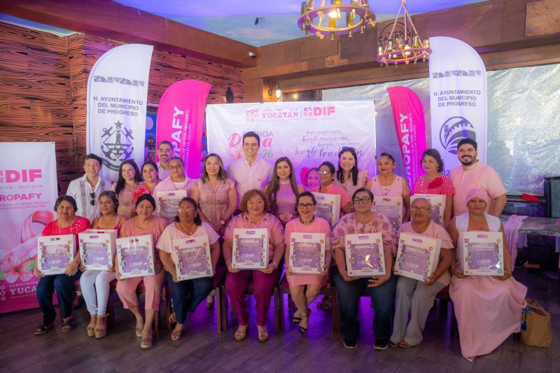 Agenda Rosa llega a Progreso con apoyos para mujeres que enfrentaron el cáncer de mama