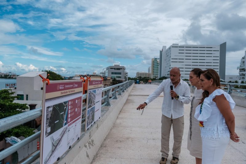 Claudia Sheinbaum y Mara Lezama supervisan obra del distribuidor Kukulcán