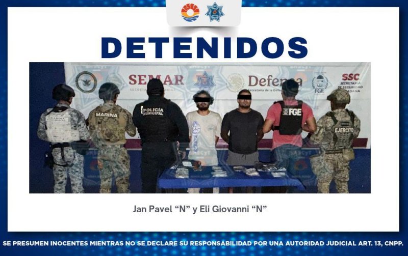 Detienen a dos hombres por delitos contra la salud en Cancún