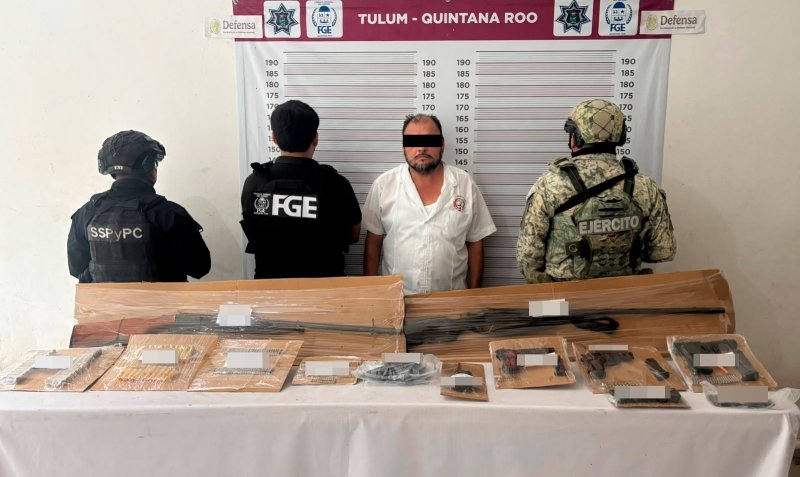 Detienen a Ricardo “N” en Tulum por narcotráfico y armas