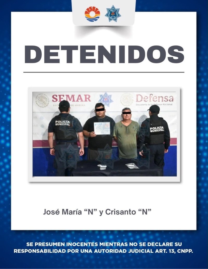 Dos hombres detenidos por desobediencia y resistencia en Cancún