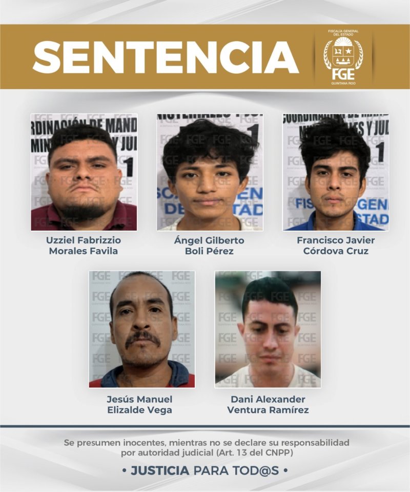 FGE Quintana Roo obtiene sentencias de hasta 50 años de prisión por homicidio calificado