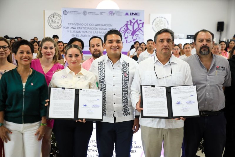 Gobierno de Playa del Carmen e INE firman convenio para fortalecer la participación política de las mujeres