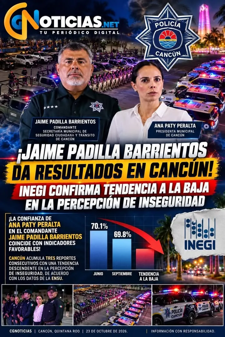 ¡JAIME PADILLA BARRIENTOS DA RESULTADOS EN CANCÚN! INEGI CONFIRMA TENDENCIA A LA BAJA EN LA PERCEPCIÓN DE INSEGURIDAD ¡L...