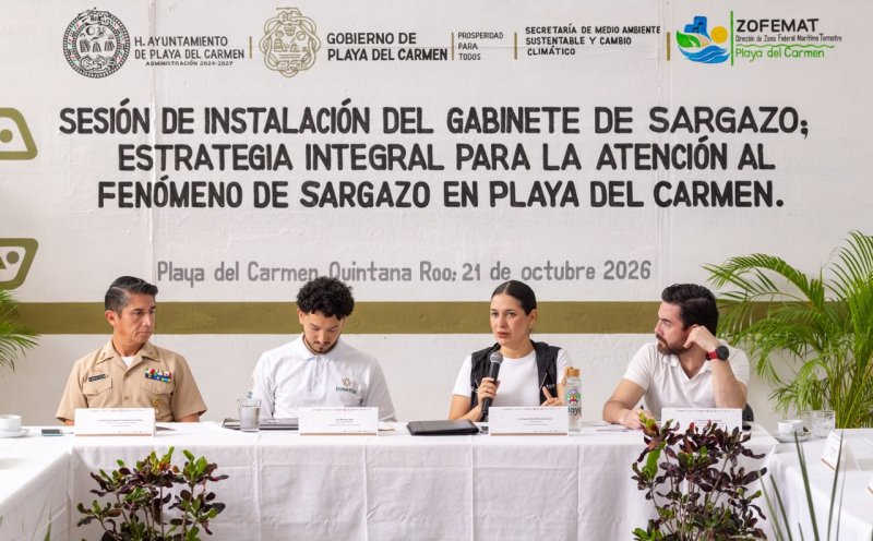 Junto a Fonatur, el Estado y la Semar, Estefanía Mercado preside instalación del Gabinete de Atención al Sargazo en Playa del Carmen
