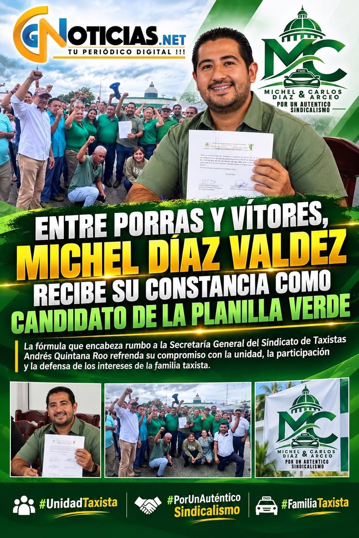 Michel Díaz Valdez recibe constancia como candidato de la Planilla Verde