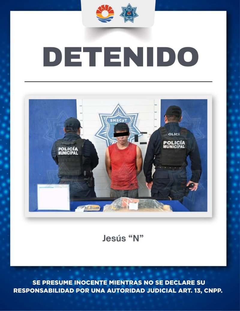 Policía Cancún detiene a hombre por intento de robo y daños