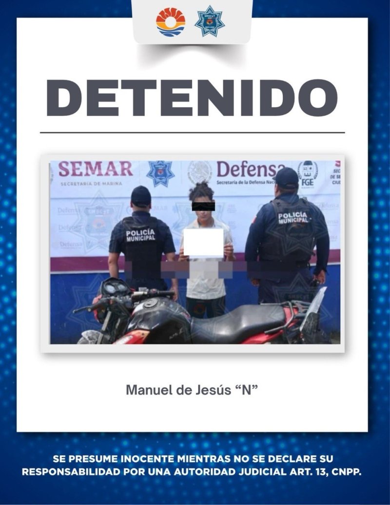 Policía Cancún recupera motocicleta robada y detiene a su conductor