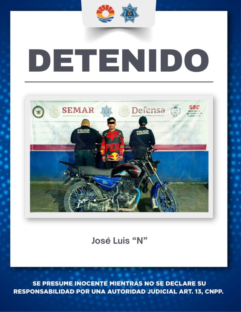 Policía Cancún recupera motocicleta robada y detiene al conductor