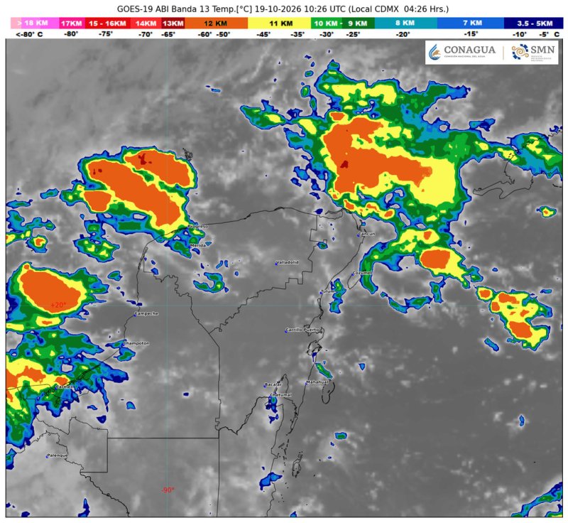 Pronóstico meteorológico de Quintana Roo: lluvias fuertes y viento de 30 a 50 km/h