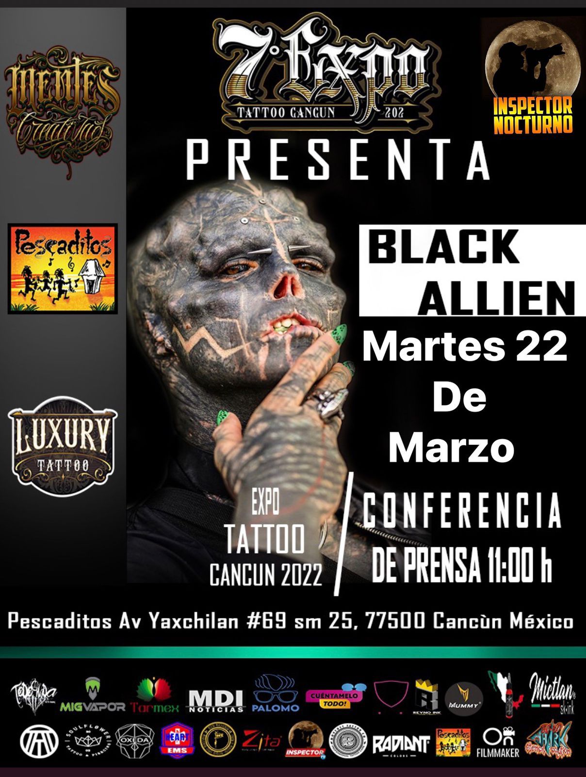 Rueda de Prensa de 7°Expo Tattoo en Cancún teniendo presente a Black Allien. - CGNoticias